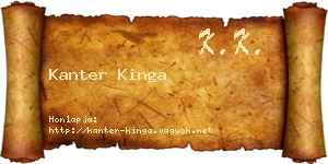 Kanter Kinga névjegykártya
